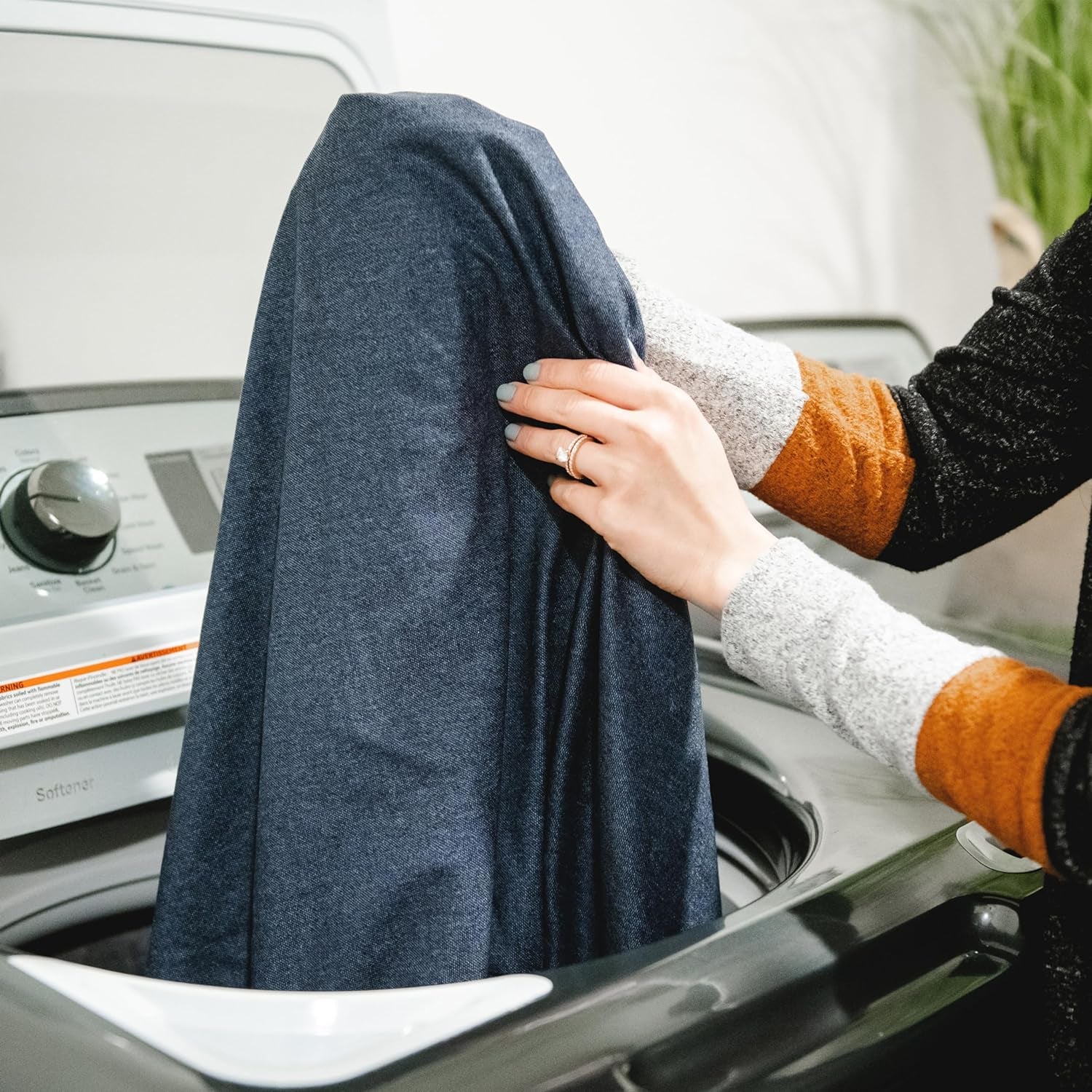 Fuf 6.5Ft Foam Bean Bag Chair for Kids and Family, Ideal for Living Space and Basement, Cobalt Lenox, Durable Woven Polyester, 6.5 Feet Giant