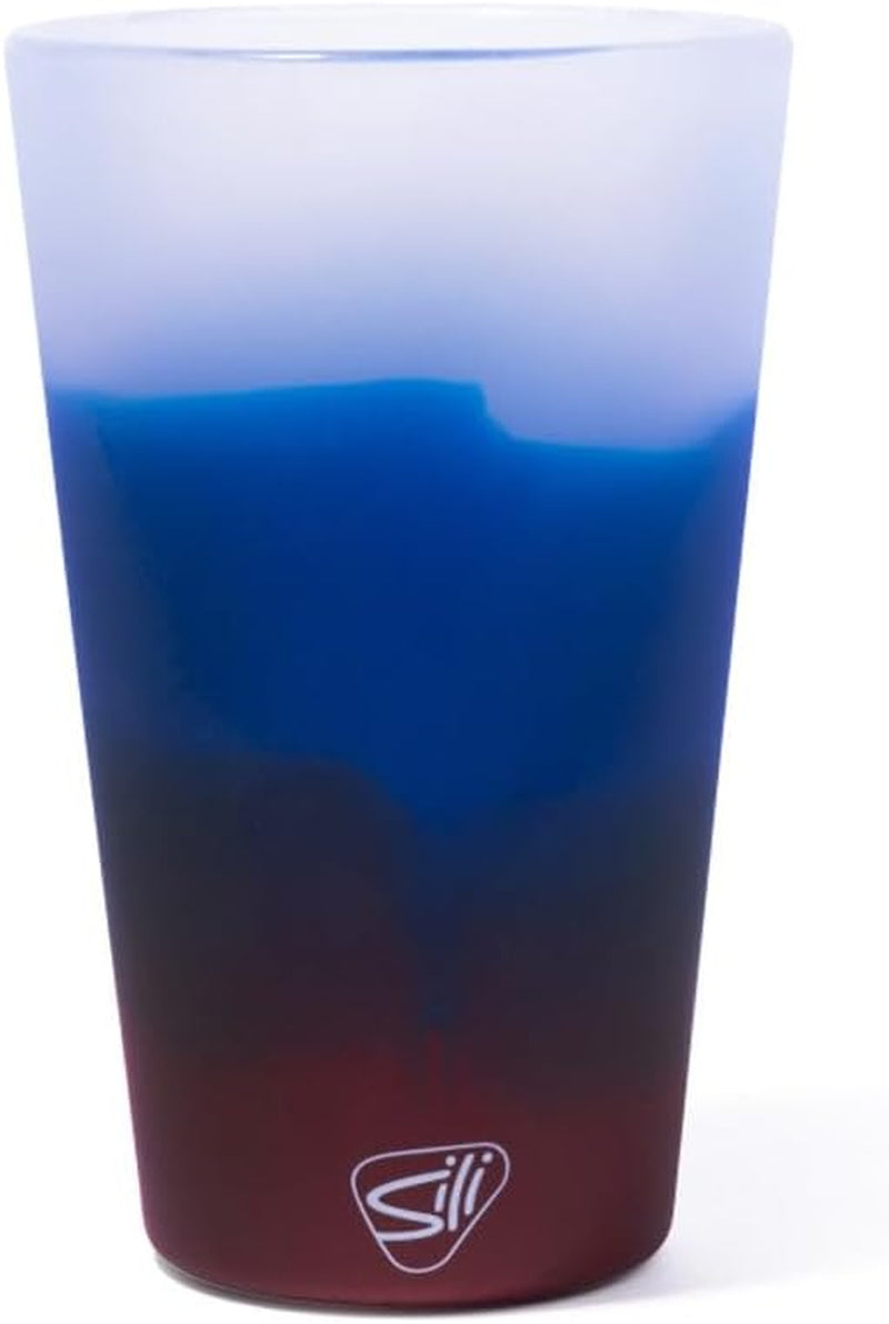 16Oz Silicone Pint Glass – Unbreakable Bpa-Free Reusable Silicone Drinking Cup – Flexible Dishwasher Microwave & Freezer Safe – Stemless Glass for Water Coffee Smoothies (Americana)